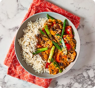 Vegetarian and vegan food box with plant-based meals